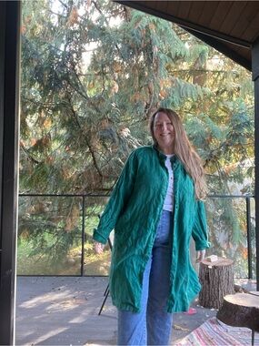 Flax stunning linen green long jacket/dress 2X